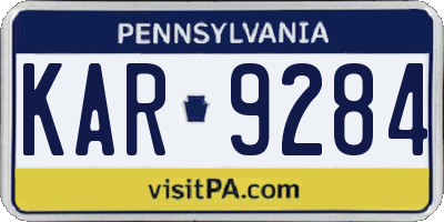 PA license plate KAR9284