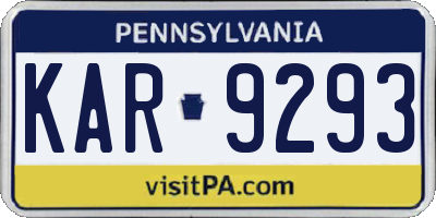 PA license plate KAR9293
