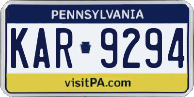 PA license plate KAR9294