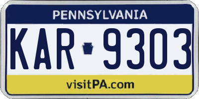 PA license plate KAR9303