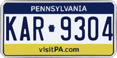 PA license plate KAR9304