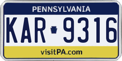PA license plate KAR9316
