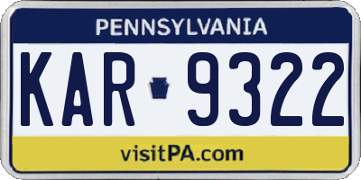 PA license plate KAR9322