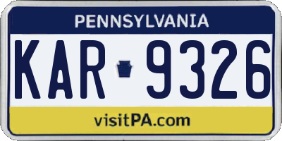 PA license plate KAR9326