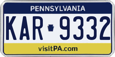 PA license plate KAR9332