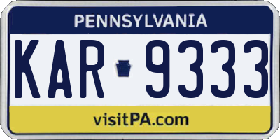 PA license plate KAR9333