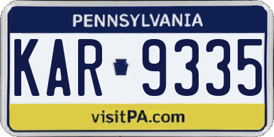PA license plate KAR9335
