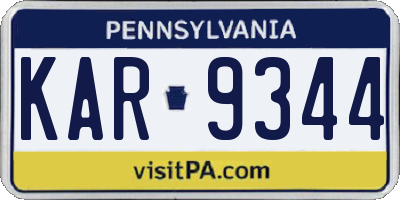 PA license plate KAR9344