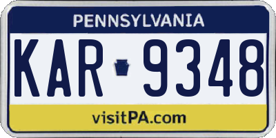 PA license plate KAR9348