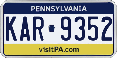 PA license plate KAR9352