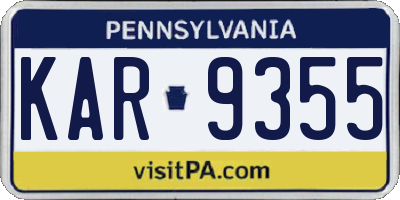 PA license plate KAR9355