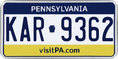 PA license plate KAR9362
