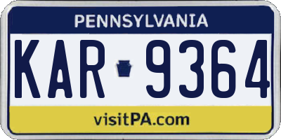 PA license plate KAR9364