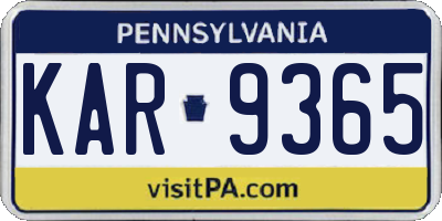 PA license plate KAR9365