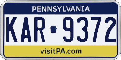 PA license plate KAR9372