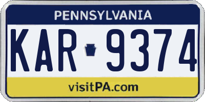 PA license plate KAR9374