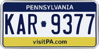 PA license plate KAR9377