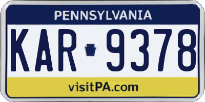 PA license plate KAR9378