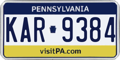 PA license plate KAR9384