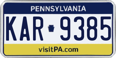 PA license plate KAR9385