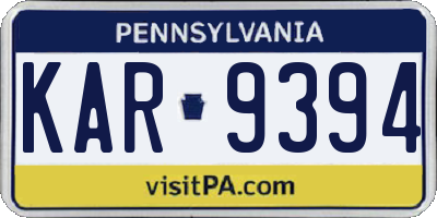 PA license plate KAR9394