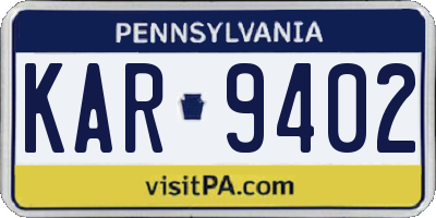 PA license plate KAR9402
