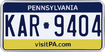 PA license plate KAR9404