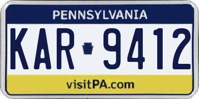 PA license plate KAR9412
