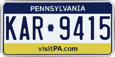 PA license plate KAR9415