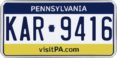 PA license plate KAR9416
