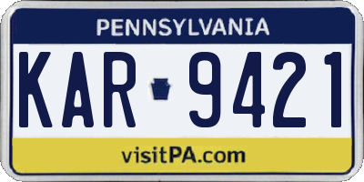 PA license plate KAR9421