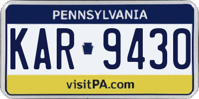PA license plate KAR9430