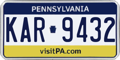 PA license plate KAR9432