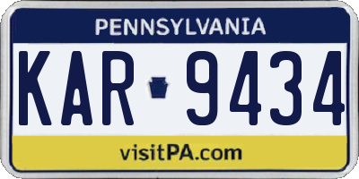 PA license plate KAR9434