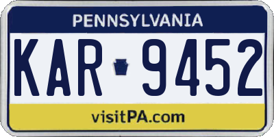 PA license plate KAR9452