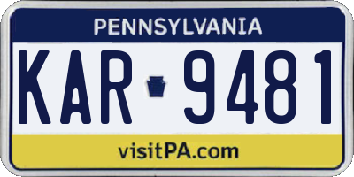 PA license plate KAR9481