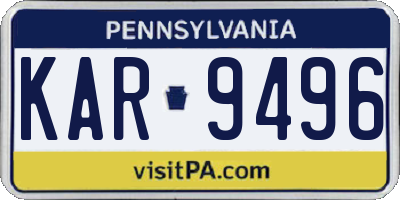 PA license plate KAR9496
