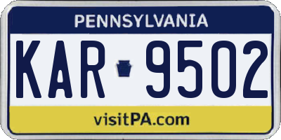 PA license plate KAR9502