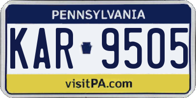PA license plate KAR9505