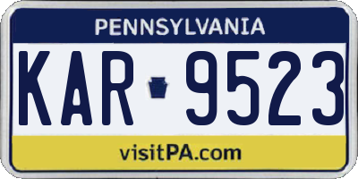 PA license plate KAR9523