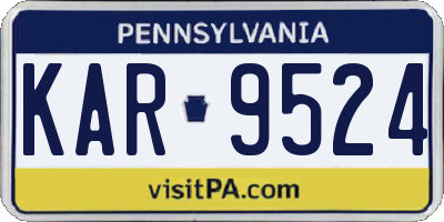 PA license plate KAR9524
