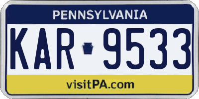 PA license plate KAR9533