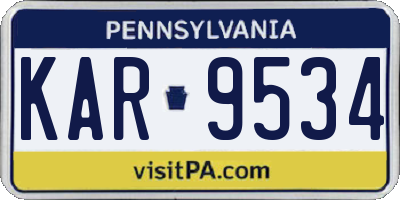 PA license plate KAR9534