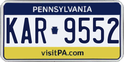 PA license plate KAR9552