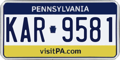 PA license plate KAR9581