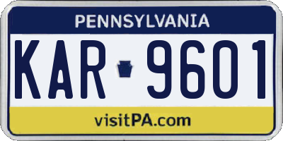 PA license plate KAR9601