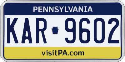 PA license plate KAR9602