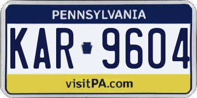 PA license plate KAR9604
