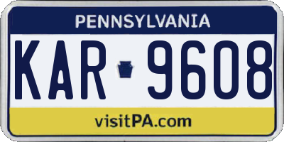 PA license plate KAR9608
