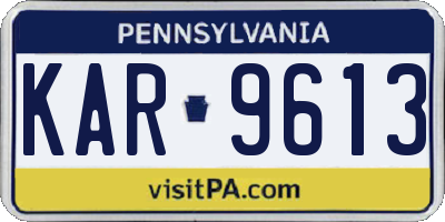 PA license plate KAR9613